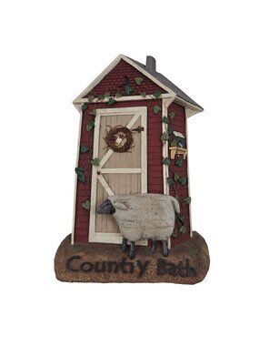 The Country House Collection Wall Plaque Country Bath Outhouse With Sheep 3D